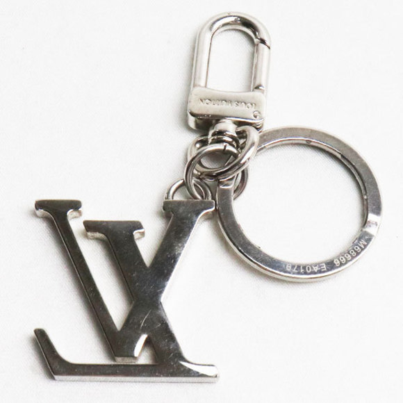 LOUIS VUITTON Inlay Logo Keychain Keyring Silver/Navy M68666 - Picture 2 of 7